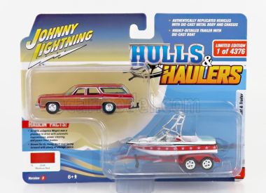 Johnny Lightning Chevrolet Caprice s prívesom a loďou 1973 1:64 Červené drevo