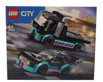 Lego Truck Lego City - Nákladné auto s rampou a pretekárskym autom - 328 Pezzi - 328 dielikov čierno-zelená