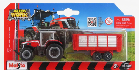 Maisto Massey ferguson 8s.265 Tractor With Trailer 2020 1:64 červeno-strieborná