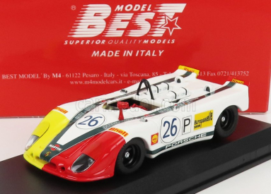 Najlepší model Porsche 908/2 Flunder Spider N 26 Targa Florio 1970 G.larrousse - R.lins 1:43 Biela červená žltá