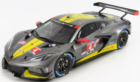 Truescale Chevrolet C8.r 6.2l V8 Team Corvette Racing N 4 2nd Gtlm Class 24h Daytona 2021 T.milner - A.sims - N.tandy 1:18 Žlto-sivá