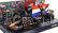 Minichamps Red bull F1 Rb18 Team Oracle Red Bull Racing N 1 Víťaz majstrovstiev sveta Zandvoort Dutch GP 2022 s vlajkou a postavou Maxa Verstappena 1:43 Matná modrá žltá červená