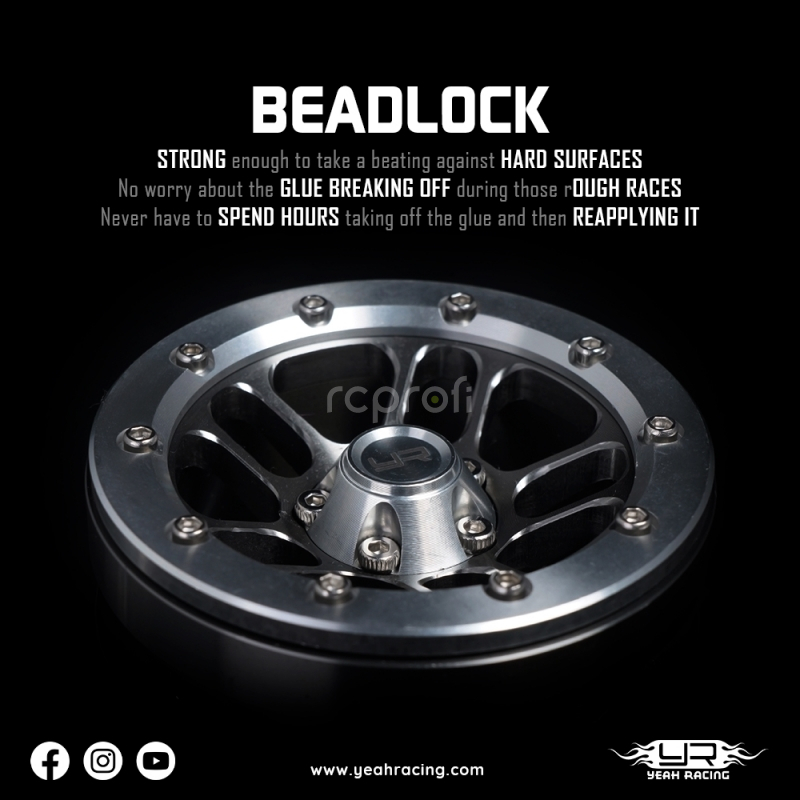 1.9 Beadlock hliník CNC 5 Spoke strieborný, 2ks