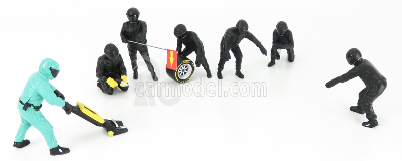 Americké diorámy Figúrky F1 Set 1 2020 - Dioráma Pit-stop Set 7 X Meccanici - Mechanics - With Decals 1:18 Black Green