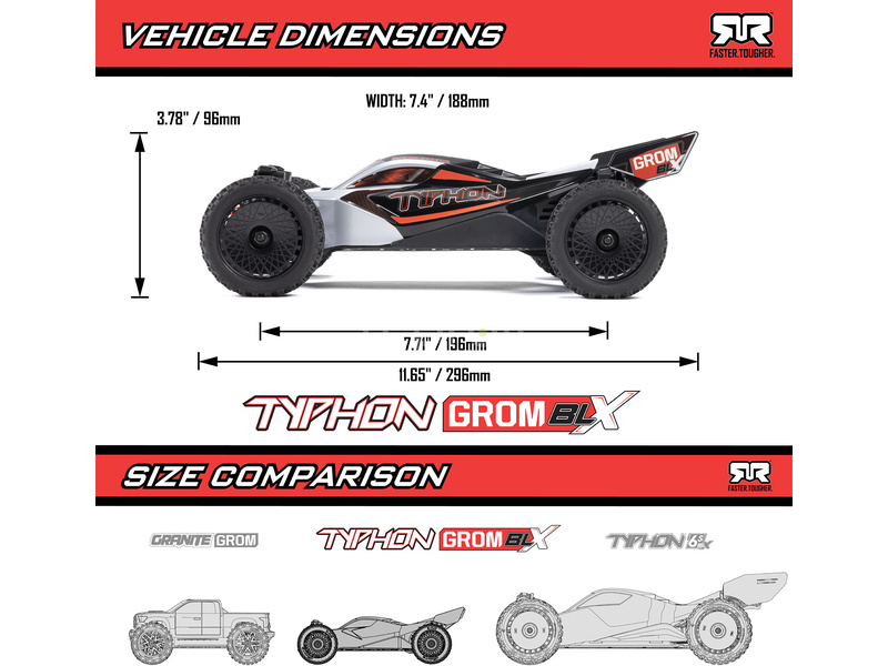 Arrma Typhon Grom 223S BLX 1:18 4WD RTR Basic silver