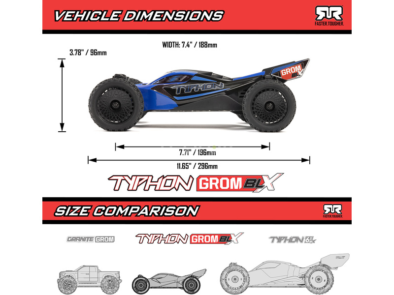 Arrma Typhon Grom 223S BLX 1:18 4WD RTR červená