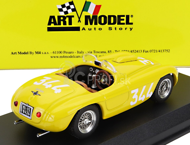 Art-model Ferrari 166 Mm N 344 Mille Miglia 1951 A.palmer - Z.ferravazzi 1:43 Yellow