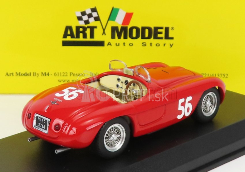 Art-model Ferrari 166mm Barchetta Spider N 56 Winner Vermicino - Rocca Di Papa 1949 G.marzotto 1:43 Červená