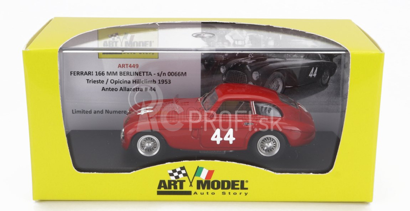 Art-model Ferrari 166mm Coupe N 44 Rally Trieste - Opicina Hillclimb 1953 A.allazetta 1:43 Red