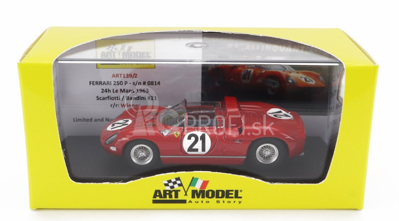 Art-model Ferrari 250p Spider 3.0l V12 Team Ferrari Spa Sefac N 21 Winner 24h Le Mans 1963 L.scarfiotti - L.bandini 1:43 Červená