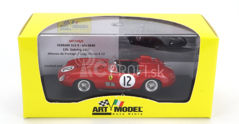 Art-model Ferrari 315s Spider N 12 12h Sebring 1957 Alfonso De Portago - Luigi Musso 1:43 Červená