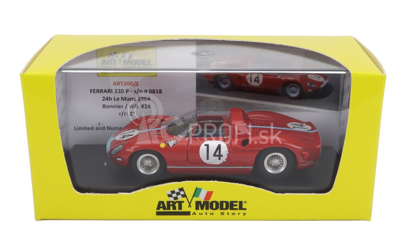 Art-model Ferrari 330p 4.0l V12 Spider Team Maranello Concessionaires N 14 2nd 24h Le Mans 1964 J.bonnier - G.hill 1:43 Red