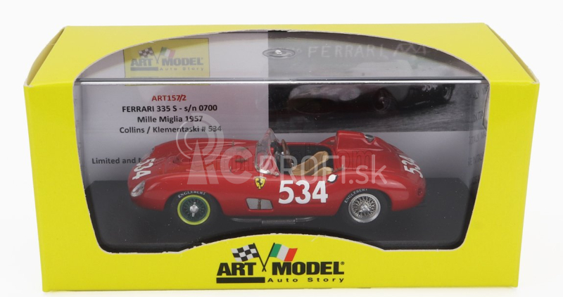 Art-model Ferrari 335s Spider Team Scuderia Ferrari N 534 Mille Miglia 1957 Peter Collins - Louis Klementaski 1:43 Červená