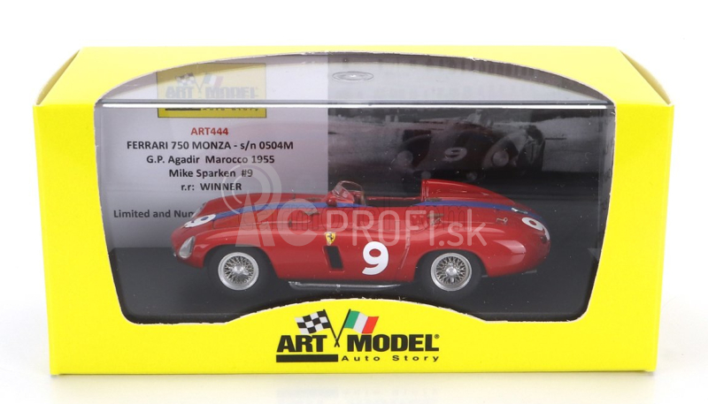 Art-model Ferrari 750 Monza Spider N 9 Winner Agadir Marocco Gp 1955 Mike Sparken 1:43 Červená