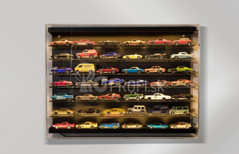 Atlantic Vetrina display box Espositore - Pre 42 Cars 1/64 Lungh.lenght Cm 50.0 X Largh.width Cm 8.0 X Alt.height Cm 37.5 (altezza Utile Tra I Ripiani Cm 4.5 Inner Height Among Shelves) 1:64 Plastic Display