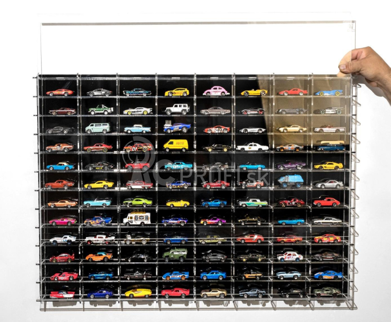 Atlantic Vetrina display box Espositore - Pre 96 Cars 1/64 Lungh.lenght Cm 88.0 X Largh.width Cm 8.0 X Alt.height Cm 63.0 (altezza Utile Tra I Ripiani Cm 4.5 Inner Height Among Shelves) 1:64 Plastic Display