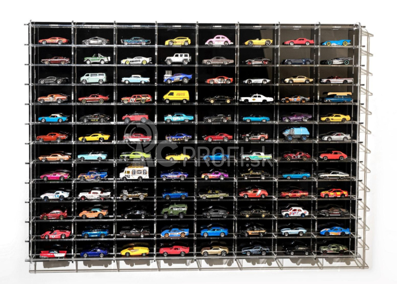 Atlantic Vetrina display box Espositore - Pre 96 Cars 1/64 Lungh.lenght Cm 88.0 X Largh.width Cm 8.0 X Alt.height Cm 63.0 (altezza Utile Tra I Ripiani Cm 4.5 Inner Height Among Shelves) 1:64 Plastic Display