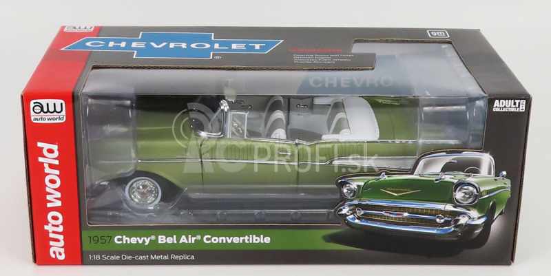 Autoworld Chevrolet Bel Air Cabriolet otvorený 1957 1:18 zelená met.