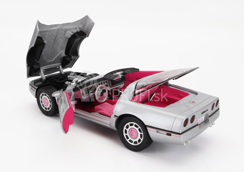 Autoworld Chevrolet Corvette Spider Open 1986 - Barbie 1:18 strieborno-ružová