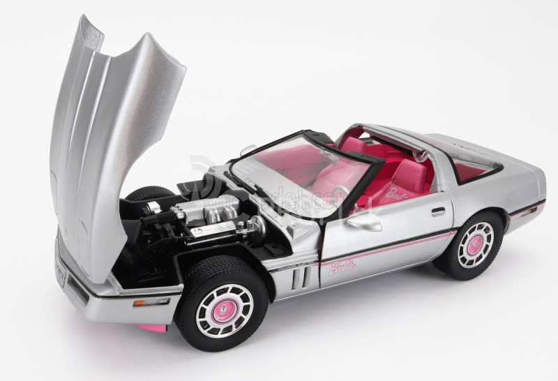 Autoworld Chevrolet Corvette Spider Open 1986 - Barbie 1:18 strieborno-ružová