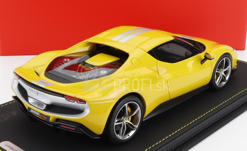 Bbr-models Ferrari 296 Gtb Assetto Fiorano 2022 - Con Vetrina - S vitrínou 1:18 Giallo Modena - žlto strieborná