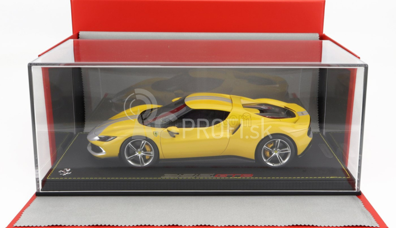 Bbr-models Ferrari 296 Gtb Assetto Fiorano 2022 - Con Vetrina - S vitrínou 1:18 Giallo Modena - žlto strieborná