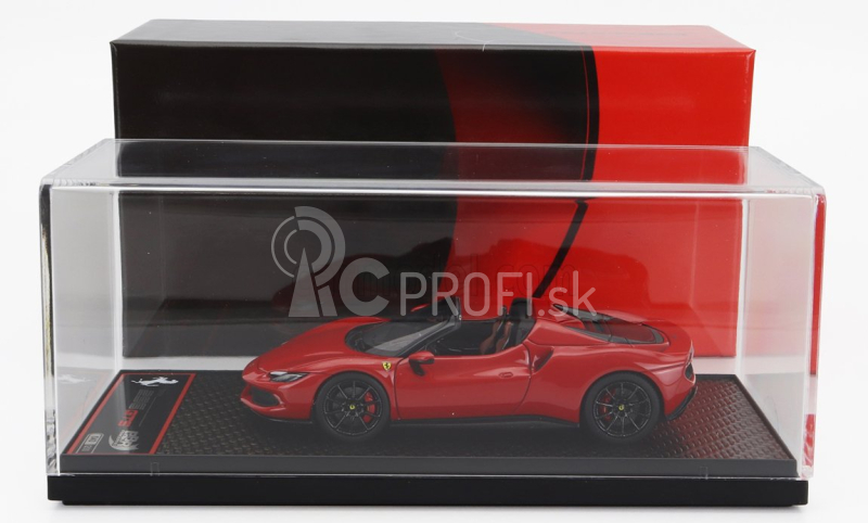 Bbr-models Ferrari 296 Gts Spider 2022 - Čierne kolesá 1:43 Rosso Corsa 322 - Červené