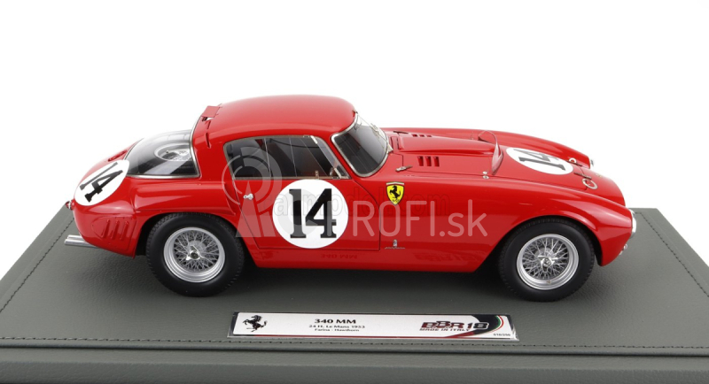 Bbr-models Ferrari 340mm 4.1l V12 S/n0322 Team Scuderia Ferrari N 14 24h Le Mans 1953 G.farina - M.hawthorn - Con Vetrina - S vitrínou 1:18 Red