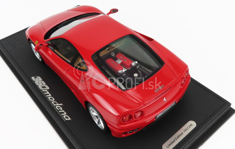 Bbr-models Ferrari 360 Modena 1999 - Prevodovka F1 - Cambio F1 - Con Vetrina - S vitrínou 1:18 Rosso Corsa 322 - červená