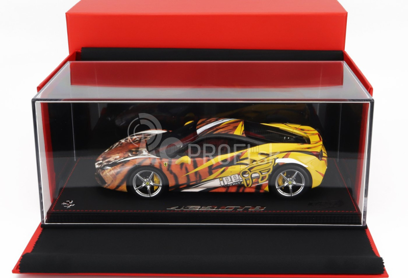 Bbr-models Ferrari 458 Gtb Ipe Tiger 2021 - Con Vetrina - S vitrínou 1:18 žltá oranžová čierna