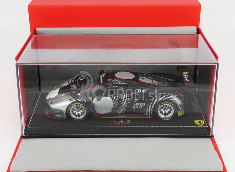 Bbr-models Ferrari 488 Gt Modificata Club Competizioni Gt 2020 - Con Vetrina - S vitrínou 1:18 Blu Nart - Modrá strieborná