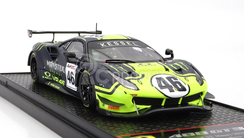 Bbr-models Ferrari 488 Gt3 3.9l Turbo V8 Team Kessel Racing Vr46 N 46 12h Gulf 2021 Valentino Rossi - Luca Marini - A.salucci Uccio - Con Vetrina - S vitrínou 1:43 Matná modrá žltá