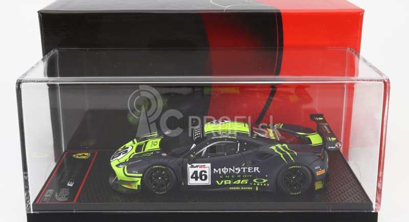 Bbr-models Ferrari 488 Gt3 3.9l Turbo V8 Team Kessel Racing Vr46 N 46 12h Gulf 2021 Valentino Rossi - Luca Marini - A.salucci Uccio - Con Vetrina - S vitrínou 1:43 Matná modrá žltá