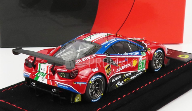 Bbr-models Ferrari 488 Gte Evo 3.9l Turbo V8 Team Af Corse N 51 2nd Lmgte Pro Class 24h Le Mans 2020 J.calado - A.pier Guidi - S.serra - Con Vetrina - S vitrínou 1:43 červená biela modrá