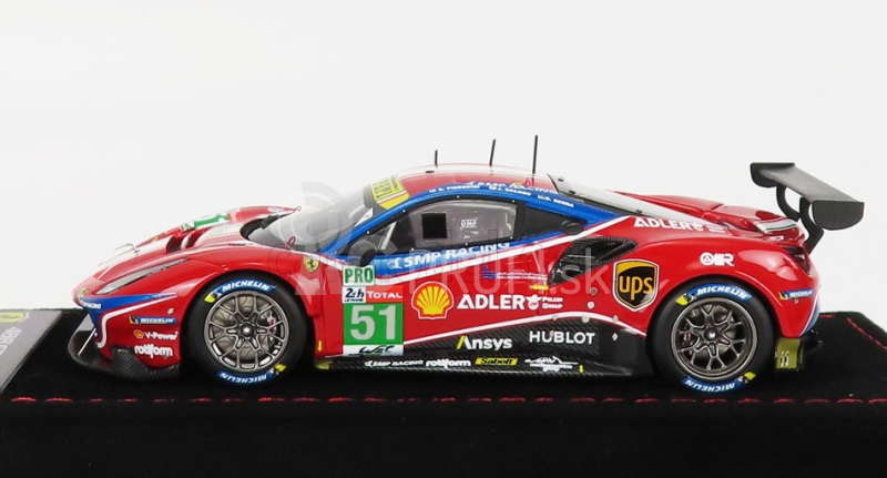 Bbr-models Ferrari 488 Gte Evo 3.9l Turbo V8 Team Af Corse N 51 2nd Lmgte Pro Class 24h Le Mans 2020 J.calado - A.pier Guidi - S.serra - Con Vetrina - S vitrínou 1:43 červená biela modrá