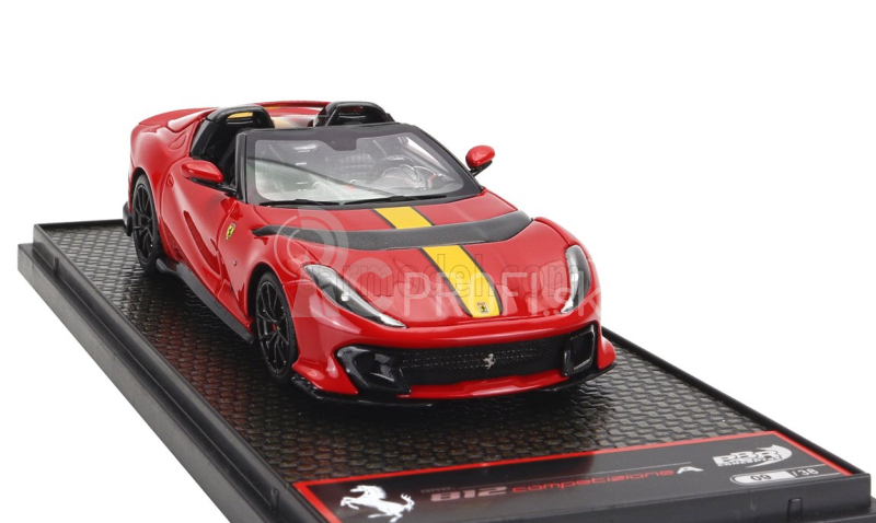 Bbr-models Ferrari 812 Competizione A Spider 2022 - Čierne kolesá 1:43 Rosso Corsa 322 - Červeno-žltá