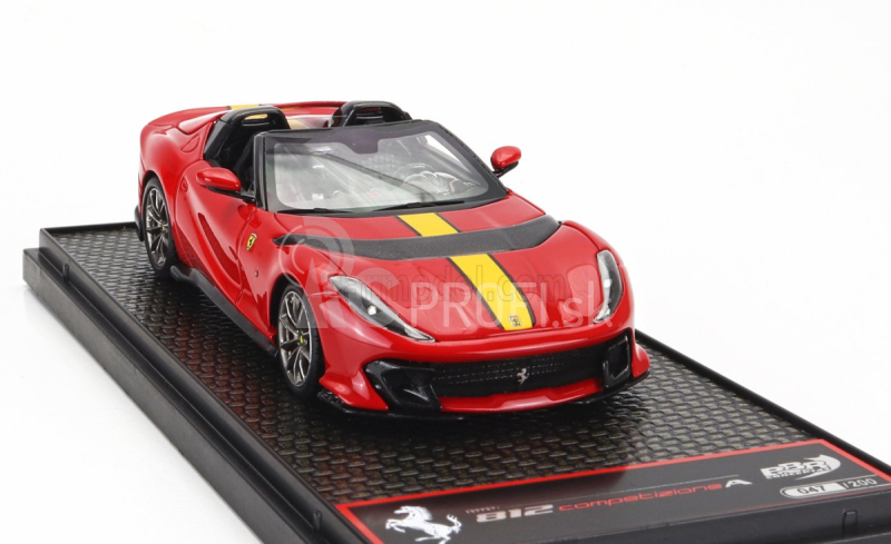 Bbr-models Ferrari 812 Competizione A Spider 2022 - Strieborné kolesá 1:43 Rosso Corsa 322 - Červeno-žltá