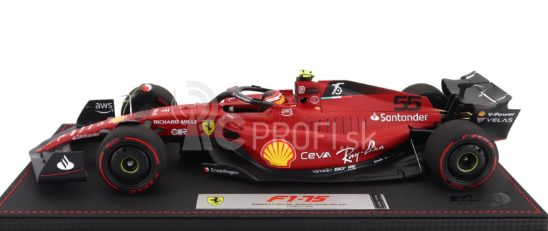 Bbr-models Ferrari F1-75 Team Scuderia Ferrari N 55 2nd Bahrain Gp 2022 Carlos Sainz - Con Vetrina - S vitrínou 1:18 Red