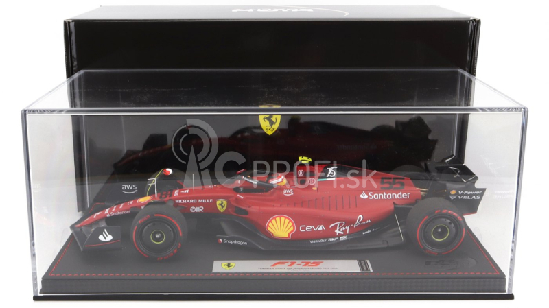 Bbr-models Ferrari F1-75 Team Scuderia Ferrari N 55 2nd Bahrain Gp 2022 Carlos Sainz - Con Vetrina - S vitrínou 1:18 Red