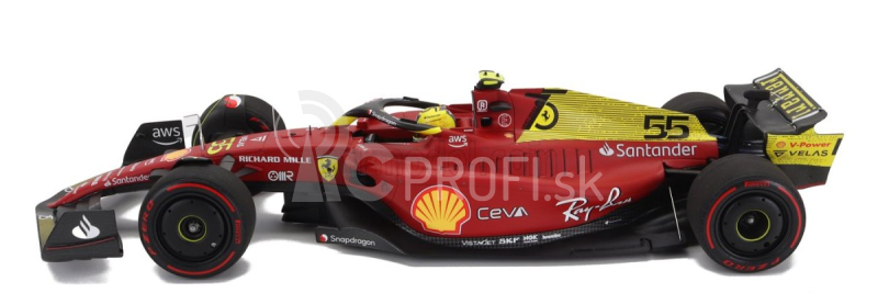 Bbr-models Ferrari F1-75 Team Scuderia Ferrari N 55 4. Monza Italy Gp 2022 Carlos Sainz 1:18 Červeno-žltá