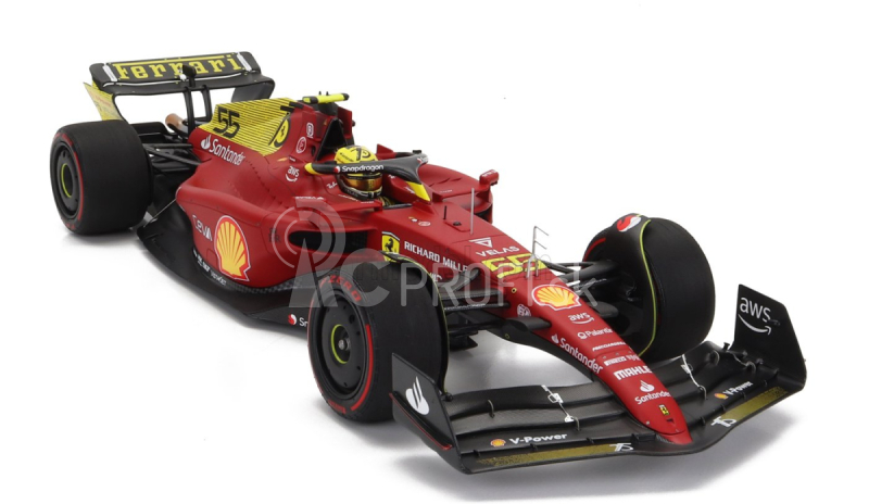 Bbr-models Ferrari F1-75 Team Scuderia Ferrari N 55 4. Monza Italy Gp 2022 Carlos Sainz 1:18 Červeno-žltá