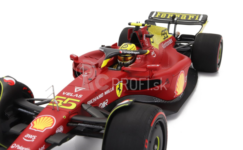 Bbr-models Ferrari F1-75 Team Scuderia Ferrari N 55 4. Monza Italy Gp 2022 Carlos Sainz 1:18 Červeno-žltá