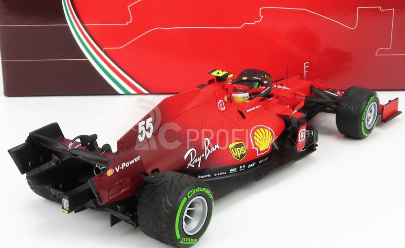 Bbr-models Ferrari F1 Sf21 Team Scuderia Ferrari Mission Winnow N 55 5. Emilia Romagna Taliansko Gp - Intermediate Rain Tires 2021 Carlos Sainz Jr. 1:18 Red