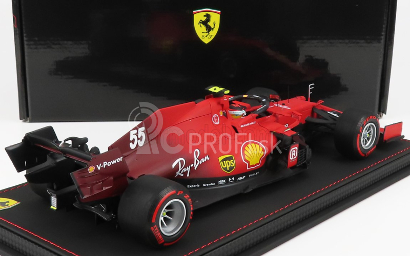 Bbr-models Ferrari F1 Sf21 Team Scuderia Ferrari Mission Winnow N 55 5. Emilia Romagna Taliansko Gp - Mäkké červené pneumatiky 2021 Carlos Sainz Jr. - Con Vetrina - S vitrínou 1:18 Červená