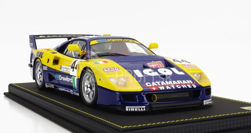 Bbr-models Ferrari F40 Gte 3.5l Turbo V8 Team Ennea Srl Igol N 44 24h Le Mans 1996 L.della Noce - A.olofsson - C.rosenblad 1:18 Žlto-modrá