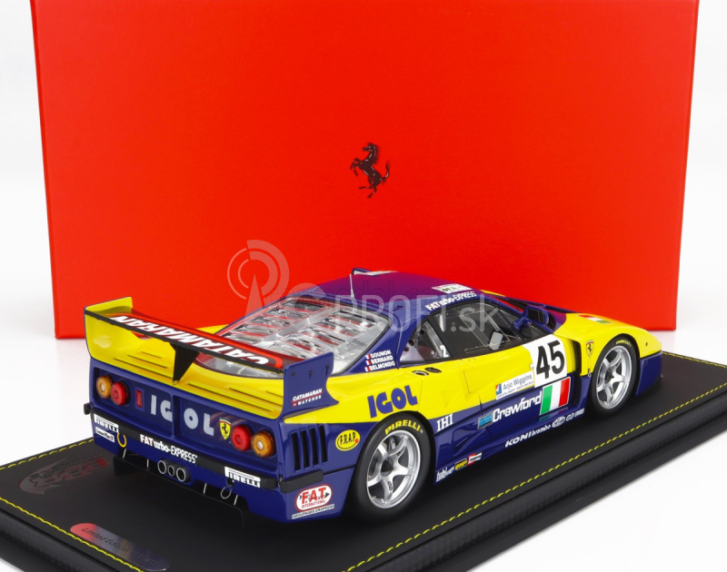 Bbr-models Ferrari F40 Gte 3.5l Turbo V8 Team Ennea Srl Igol N 45 24h Le Mans 1996 J.m.gounon - E.bernard - P.belmondo 1:18 žlto-modrá