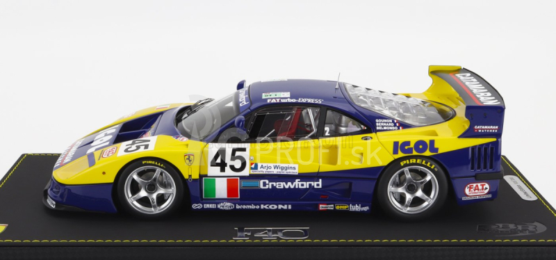 Bbr-models Ferrari F40 Gte 3.5l Turbo V8 Team Ennea Srl Igol N 45 24h Le Mans 1996 J.m.gounon - E.bernard - P.belmondo 1:18 žlto-modrá