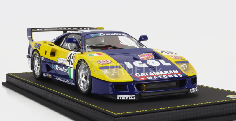 Bbr-models Ferrari F40 Gte 3.5l Turbo V8 Team Ennea Srl Igol N 45 24h Le Mans 1996 J.m.gounon - E.bernard - P.belmondo 1:18 žlto-modrá