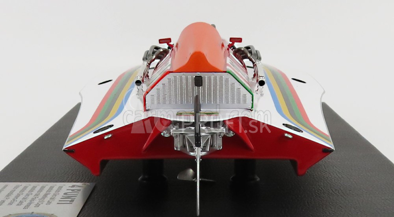 Bbr-models Molinari Offshore Motoscafo 4 Punti N 20 Edoardo Molinari Víťaz Giro Del Lario - Meeting Di Cipro - Raid Pavia-venezia - Giro Del Garda - Ginevra-evian - F1 Entrobordo Majster sveta 1980 1:18 Červená biela oranžová