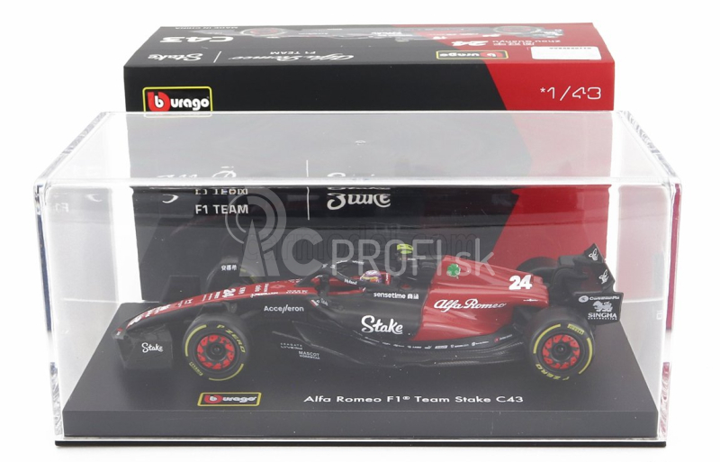 Bburago Alfa Romeo F1 C43 Team Stake N 24 Season 2023 Guanyu Zhou 1:43, čierna